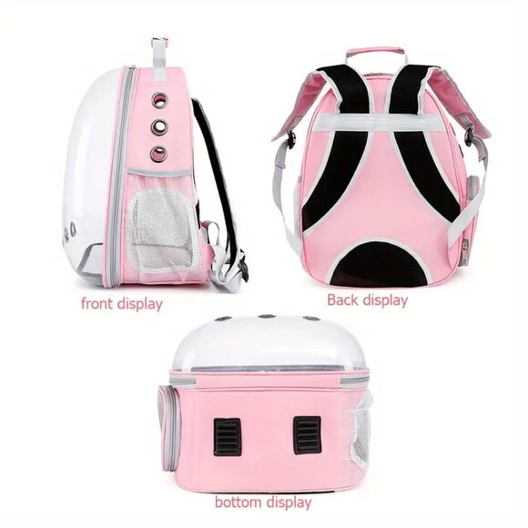 Portable Pet Carrier Cat and Small Dog Travel Backpack Bag - Pink - Picture 4 of 5